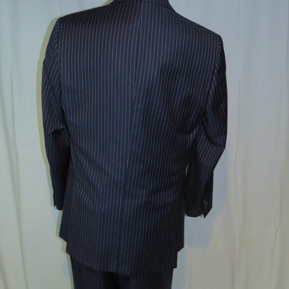 My.Suit Navy Striped Custom Ticket Pocket Extra Pants Two Button Suit 42L - Picture 12 of 16